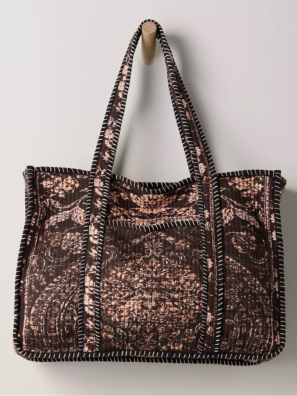Free People Distorted Quilt Tote Bag in Neutral Pattern